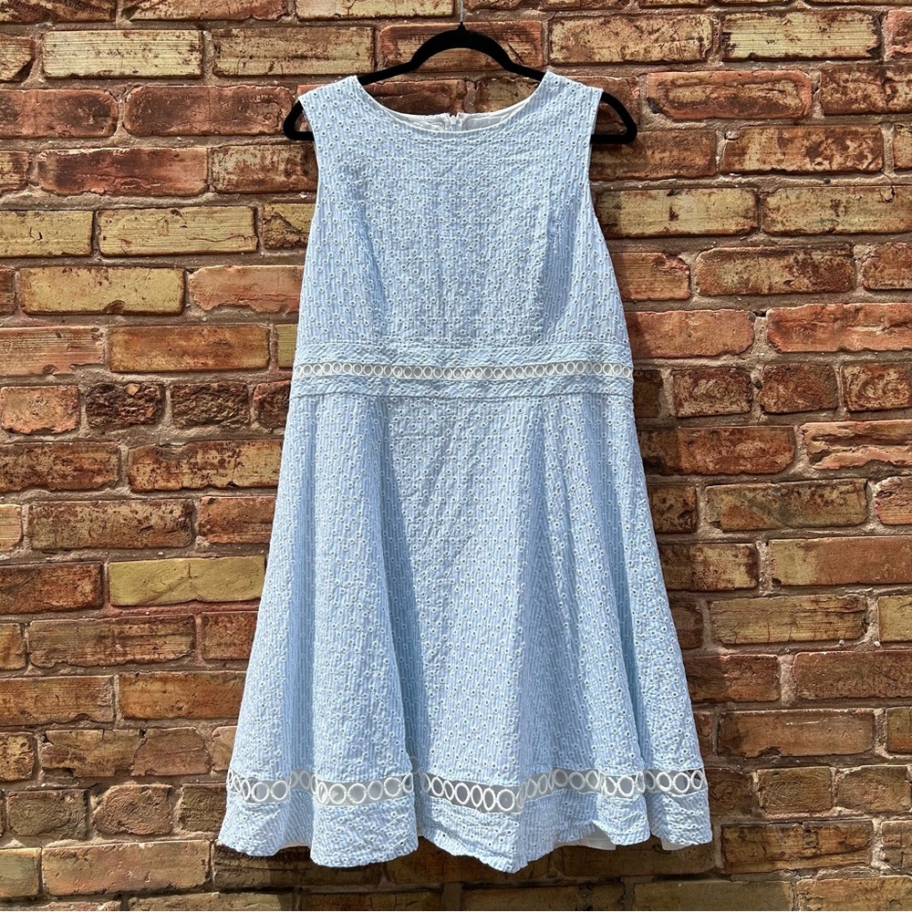 Calvin Klein Seersucker and Eyelet Dress Size 14
